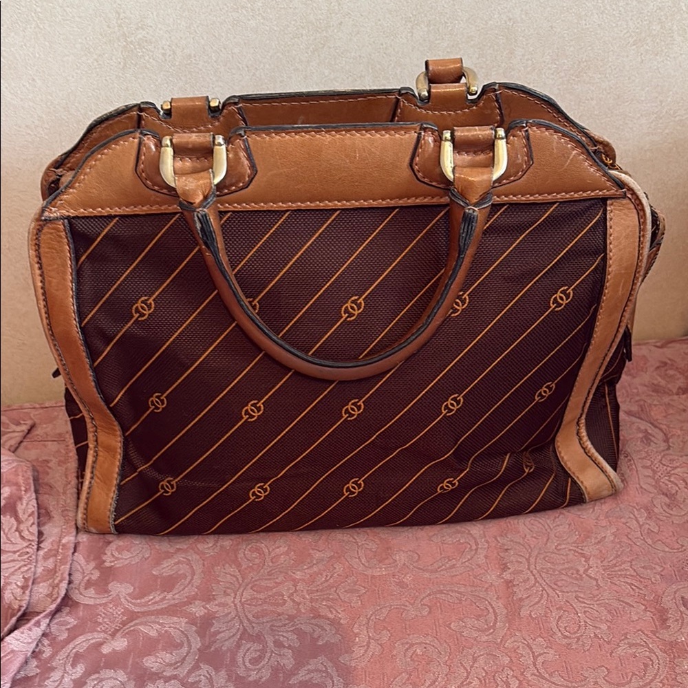 Gucci Brown and Tan Striped Handbag